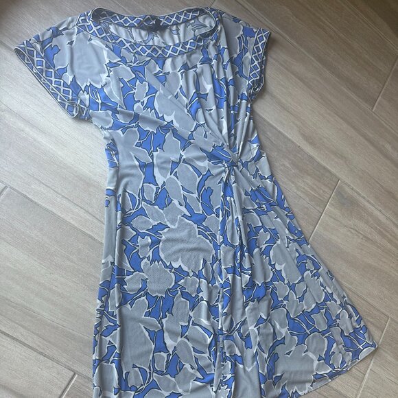 BCBG Max Azria Dress | Size Large | Blue Grey Pattern - Picture 1 of 4